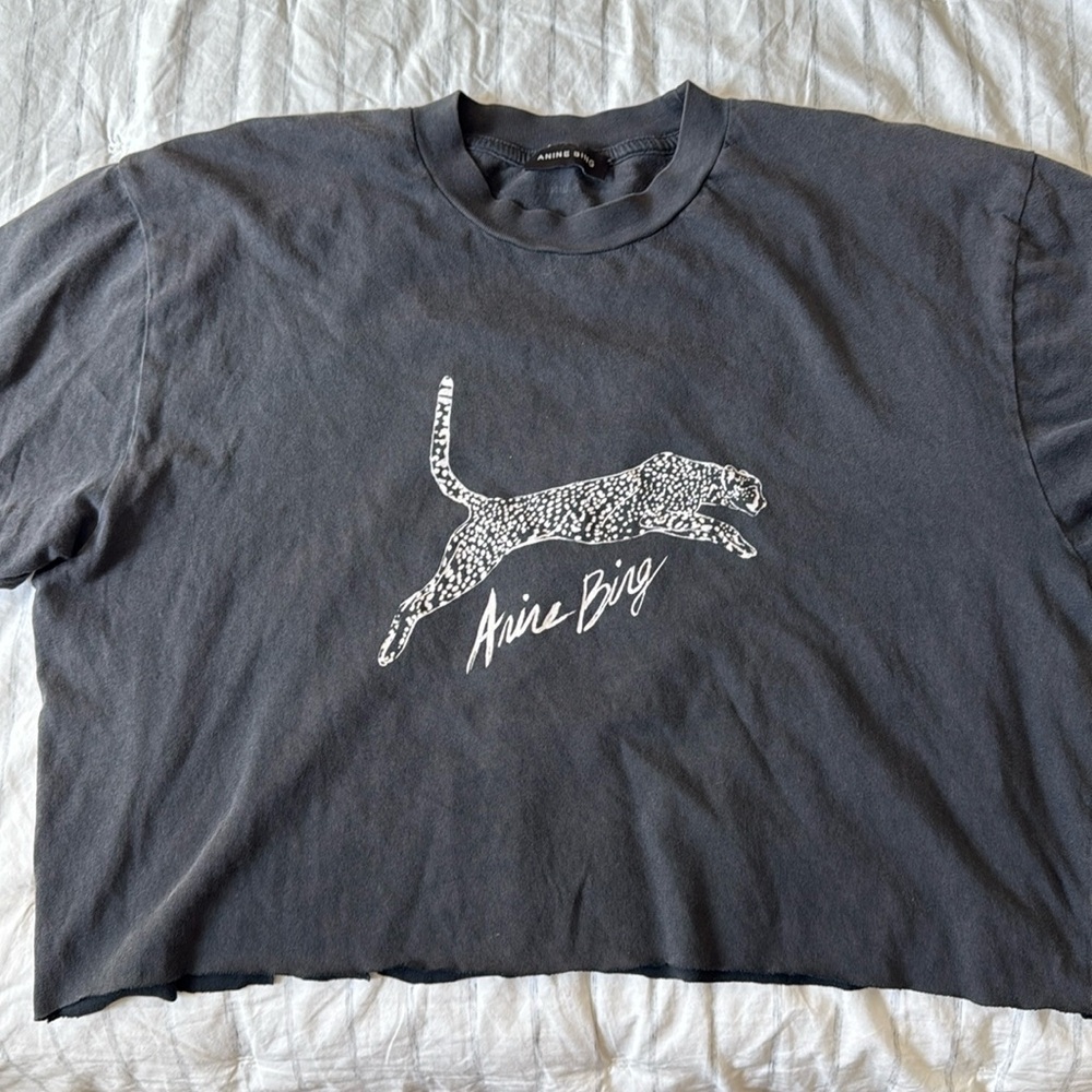 Anine Bing Black Graphic Short Sleeve Tee